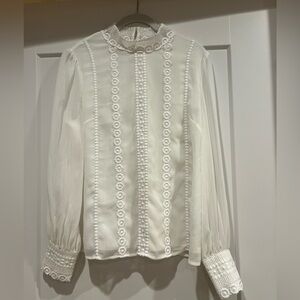 Ted Baker Mock Neck Lace Victorian Style Blouse